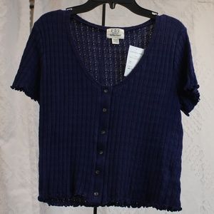 NWT Project Social PST Blue Short Sleeve Crop Top